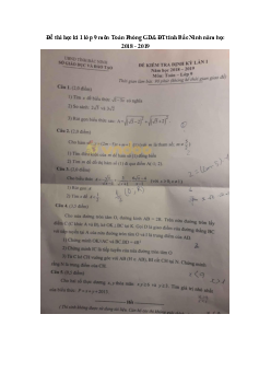 Đề thi học kì 1 lớp 9 môn Toán Phòng GD&ĐT tỉnh Bắc Ninh năm học 2018 - 2019