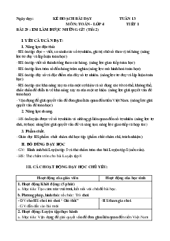 Giáo án Toán lớp 4 Tuần 13 | Chân trời sáng tạo