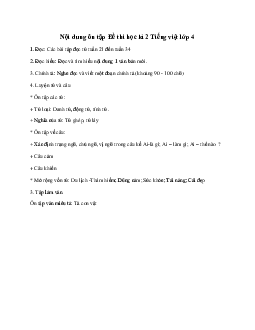 Đề cương ôn tập học kì 2 môn Tiếng việt lớp 4 năm 2019 - 2020