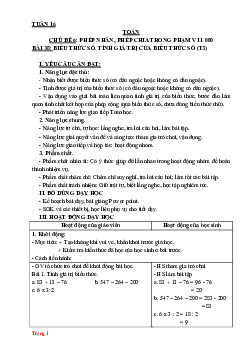 Kế hoạch bài dạy Toán 3 Kết nối tri thức tuần 16