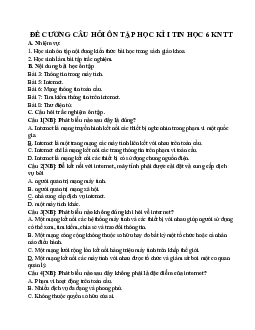 Đề cương ôn tập học kì 1 môn Tin học 6 sách Kết nối tri thức với cuộc sống