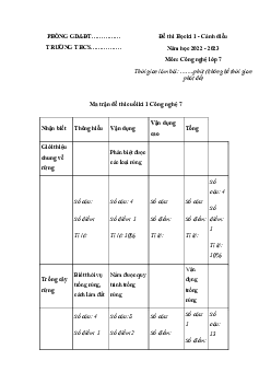Đề thi học kì 1 môn Công nghệ 7 năm 2023 - 2024 sách Cánh diều - Đề 4
