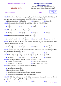Đề thi giữa kì 1 Toán 10 năm 2019 – 2020 trường Thanh Miện – Hải Dương