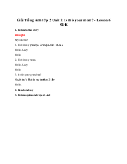 Unit 1: Is this your mom? - Lesson 6 SGK | Tiếng anh 2 Family and Friends