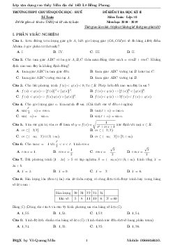 Đề thi HK2 Toán 10 năm 2018 – 2019 trường THPT chuyên Quốc học Huế