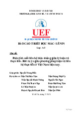 Phân tích mối liên hệ biện chứng giữa lý luận và thực tiễn. Rút ra ý nghĩa phương pháp luận và liên hệ thực tiễn ở Việt Nam hiện nay / Tiểu luận môn Triết học