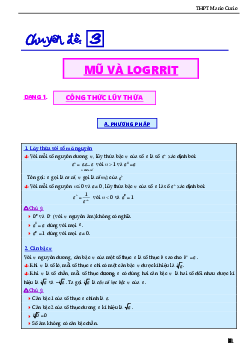 Các dạng bài tập lũy thừa, mũ và lôgarit