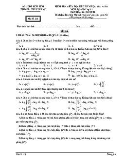 Đề thi giữa học kỳ 2 Toán 11 năm 2023 – 2024 trường THPT Lê Lợi – Kon Tum