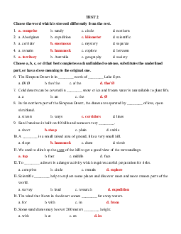 Bài tập Tiếng Anh lớp 12 Unit 9: Deserts (có đáp án) - Số 2