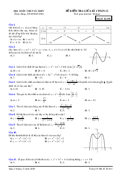 TOP10 đề ôn tập kiểm tra giữa kì 1 Toán 12 có đáp án và lời giải