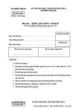 Đề thi chọn học sinh giỏi tỉnh lớp 12 năm học 2011-2012 môn Tiếng Anh THPT - Bảng B - Đề thi chính thức