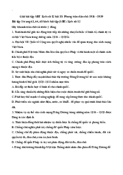 Giải SBT Lịch Sử 12 bài 15: Phong trào dân chủ 1936 - 1939