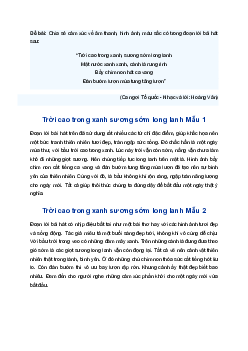 Chia sẻ cảm xúc về âm thanh, hình ảnh, màu sắc có trong đoạn lời bài hát Trời cao trong xanh... | Tập làm văn 4