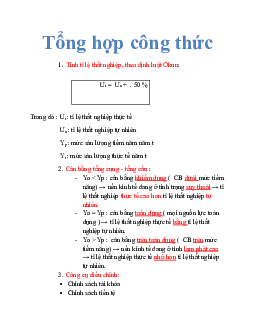 Tổng hợp công thức môn Kinh tế vĩ mô