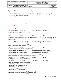 Đề kiểm tra Giải tích 12 chương 1 (Hàm số) trường THPT Phan Châu Trinh – Quảng Nam