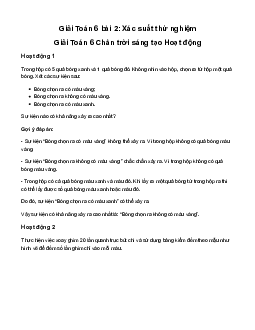 Giải Toán 6 Bài 2: Xác suất thử nghiệm sách Chân trời sáng tạo