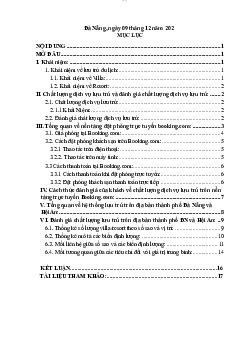 Bài tiểu luận cuối kì 1: Tổng quan ngành lưu trú | Đại học Sư Phạm Hà Nội