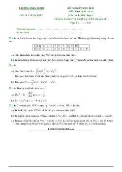 Đề thi giữa học kì 2 Toán 7 năm 2020 – 2021 trường THCS Lê Quý Đôn – TP HCM