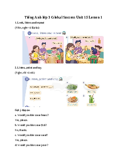 Tiếng Anh lớp 3 Global Success Unit 15 Lesson 1