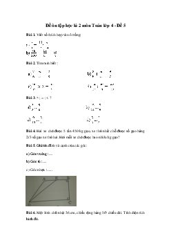 Đề thi học kì 2 môn Toán lớp 4 năm 2024 - Đề 5