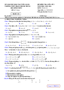 Đề thi giữa kỳ 2 Toán 10 năm 2023 – 2024 trường THPT Phạm Thành Trung – Tiền Giang