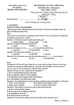 Đề thi khảo sát chất lượng HSG năm học 2021 – 2022 (lần 3) môn Tiếng Anh 12, trường THPT Yên Định I Thanh Hóa