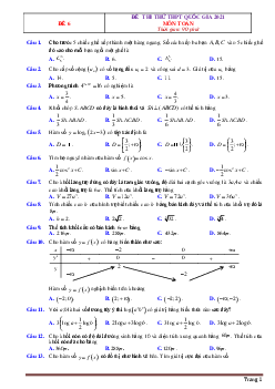 Bộ đề ôn thi tốt nghiệp THPT 2021 môn Toán -Bộ 2 (có đáp án và lời giải chi tiết)