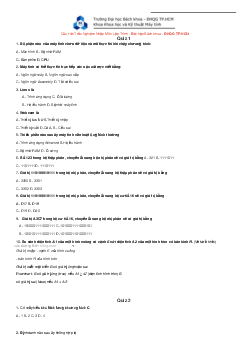 Câu hỏi bài tập trắc nghiệm (quiz) môn Nhập môn Kỹ thuật lập trình