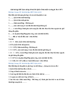 Giải bài tập SBT Lịch sử lớp 10 bài 38: Quốc tế thứ nhất và công xã Pa-ri 1871