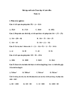 Bài tập cuối tuần Toán lớp 4 Cánh diều - Tuần 12