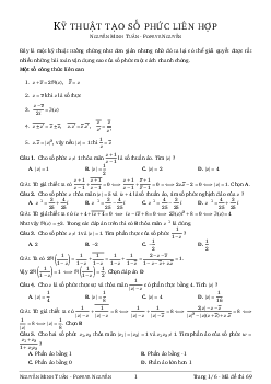 Kỹ thuật tạo số phức liên hợp giải nhanh bài toán số phức vận dụng cao – Nguyễn Minh Tuấn Toán 12