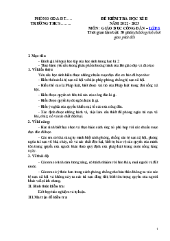 Đề thi học kì 2 môn Giáo dục công dân lớp 8 năm 2022 - 2023 - Đề 1