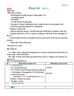 Giáo án Toán 2 sách Chân trời sáng tạo (Cả năm) | Tuần 9