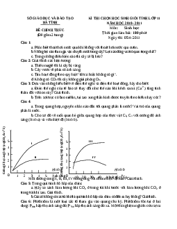 Đề thi học sinh giỏi tỉnh Hà Tĩnh môn Sinh học lớp 11 năm học 2010 - 2011| Kết nối tri thức