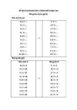 Giải Vở bài tập Toán lớp 3 Chân trời sáng tạo: Bảng chia 9 (trang 69)