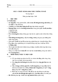 Giáo án Tin học 8 Bài 3: Thực hành: Khai thác thông tin số | Kết nối tri thức