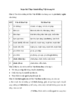 Soạn bài Thực hành tiếng Việt trang 66 - Chân trời sáng tạo