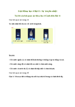 Giải Khoa học lớp 4 Bài 11: Sự truyền nhiệt| Cánh diều