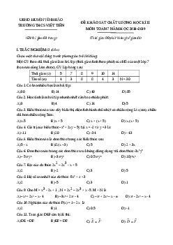 Đề khảo sát kì 2 Toán 7 năm 2018 – 2019 trường THCS Việt Tiến – Hải Phòng