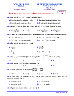 Đề thi thử Toán THPT Quốc gia 2019 lần 3 trường Kinh Môn – Hải Dương