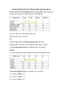 Giải Sách bài tập Hóa học 9 bài 12