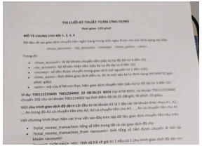Đề thi cuối kỳ môn Thuật toán ứng dụng| Môn thuật toán ứng dụng| Trường Đại học Bách Khoa Hà Nội