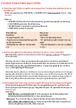 Tổng hợp câu hỏi thi vấn đáp | Tâm lý học đại cương | Đại học Khoa học Xã hội và Nhân văn, Đại học Quốc gia Thành phố HCM