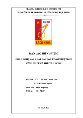 Báo cáo thí nghiệm cà phê cacao_Trần Thị Hậu| Môn Công nghệ sản phẩm nhiệt đới| Trường Đại học Bách Khoa Hà Nội