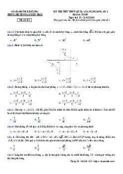 Đề thi thử Toán THPT QG 2019 trường chuyên Nguyễn Trãi – Hải Dương lần 1