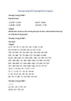 Toán lớp 4 trang 10 Bài 2: Ôn tập phép cộng, phép trừ Chân trời sáng tạo