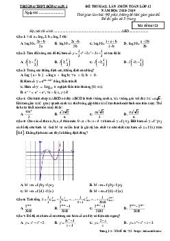 Đề thi KSCL lần 1 Toán 12 năm 2018 – 2019 trường THPT Đông Sơn 1 – Thanh Hóa