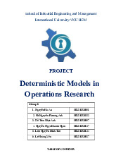 Bài báo cáo học phần Deterministic Models in Operations Research | Trường Đại học Quốc tế, Đại học Quốc gia Thành phố Hồ Chí Minh