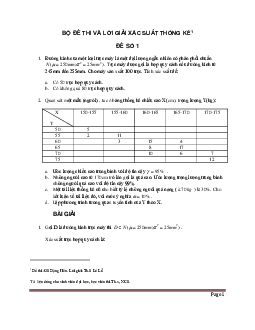 Đề thi cuối kỳ xác suất thống kê (có đáp án) | Đại học Công nghệ Hồ Chí Minh