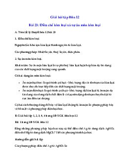 Giải bài tập Hóa 12 bài 23: Luyện tập Điều chế kim loại và sự ăn mòn kim loại